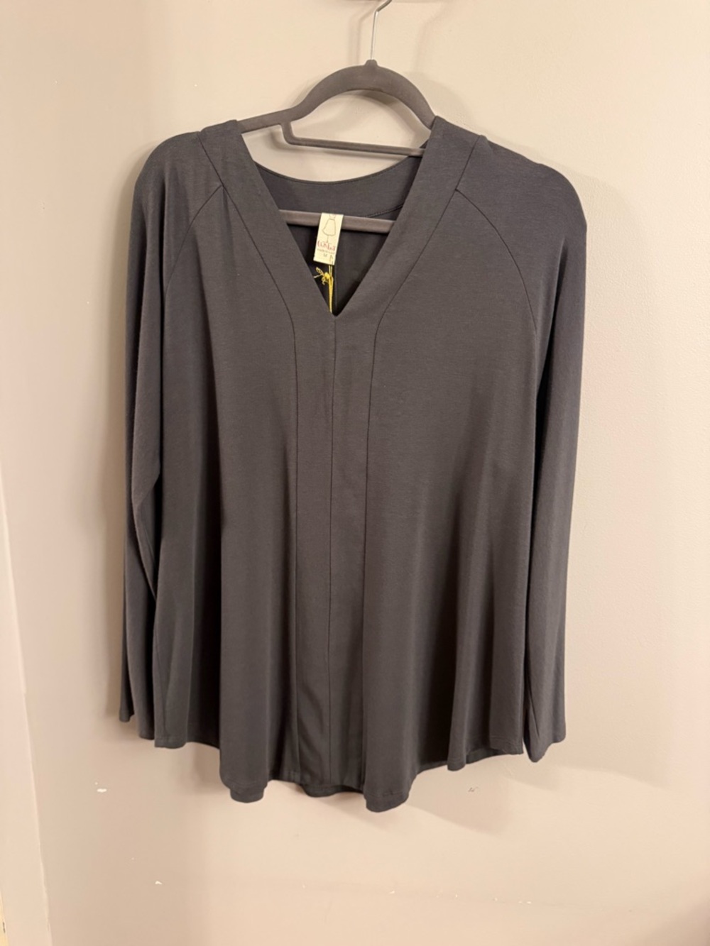 Chalet Bamboo Blend Tunic Top Medium Gray Long Sleeve Made in USA NWT
